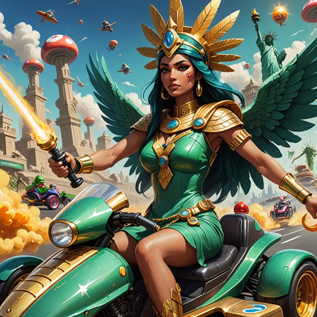 Goddess Isis Races as Lady Liberty in Kart