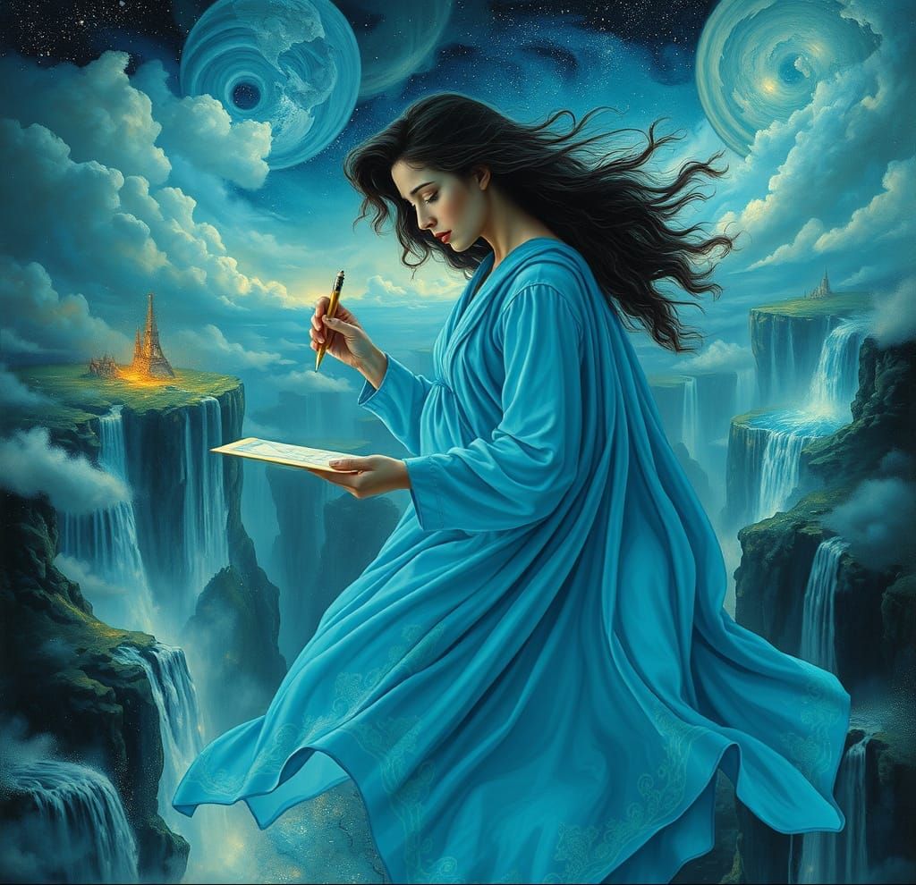 Dreamlike Cartographer Navigates Floating Islands