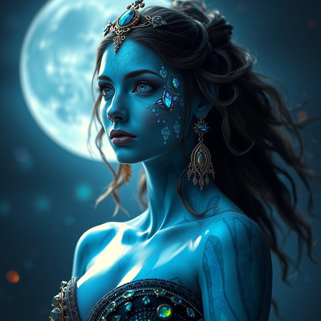 Regal Opaline Goddess with Bioluminescent Skin