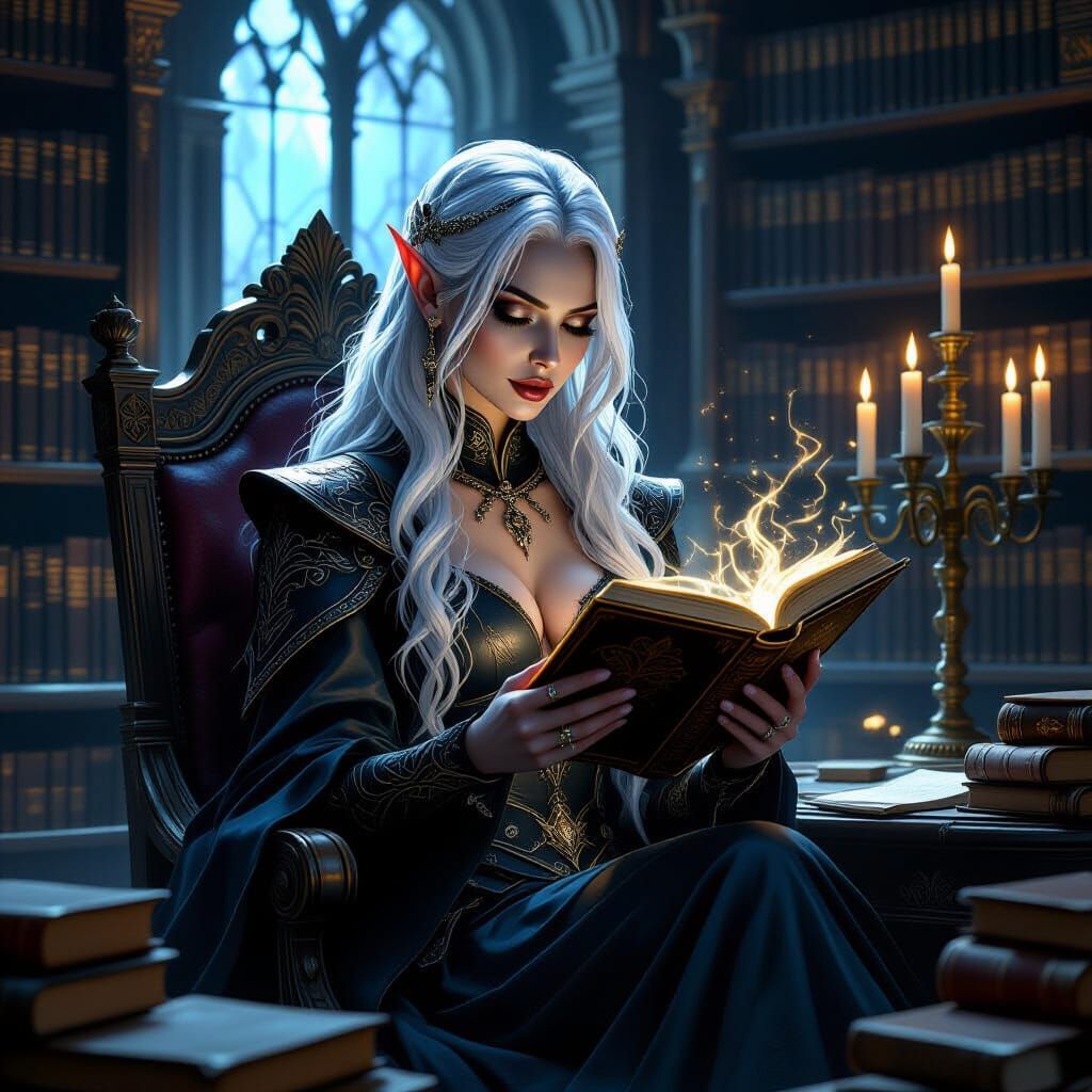 Drow Sorceress in Grand Library, Concept Art
