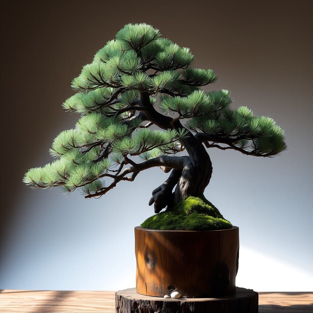 Traditional Japanese Black Pine Bonsai in Serene Splendor