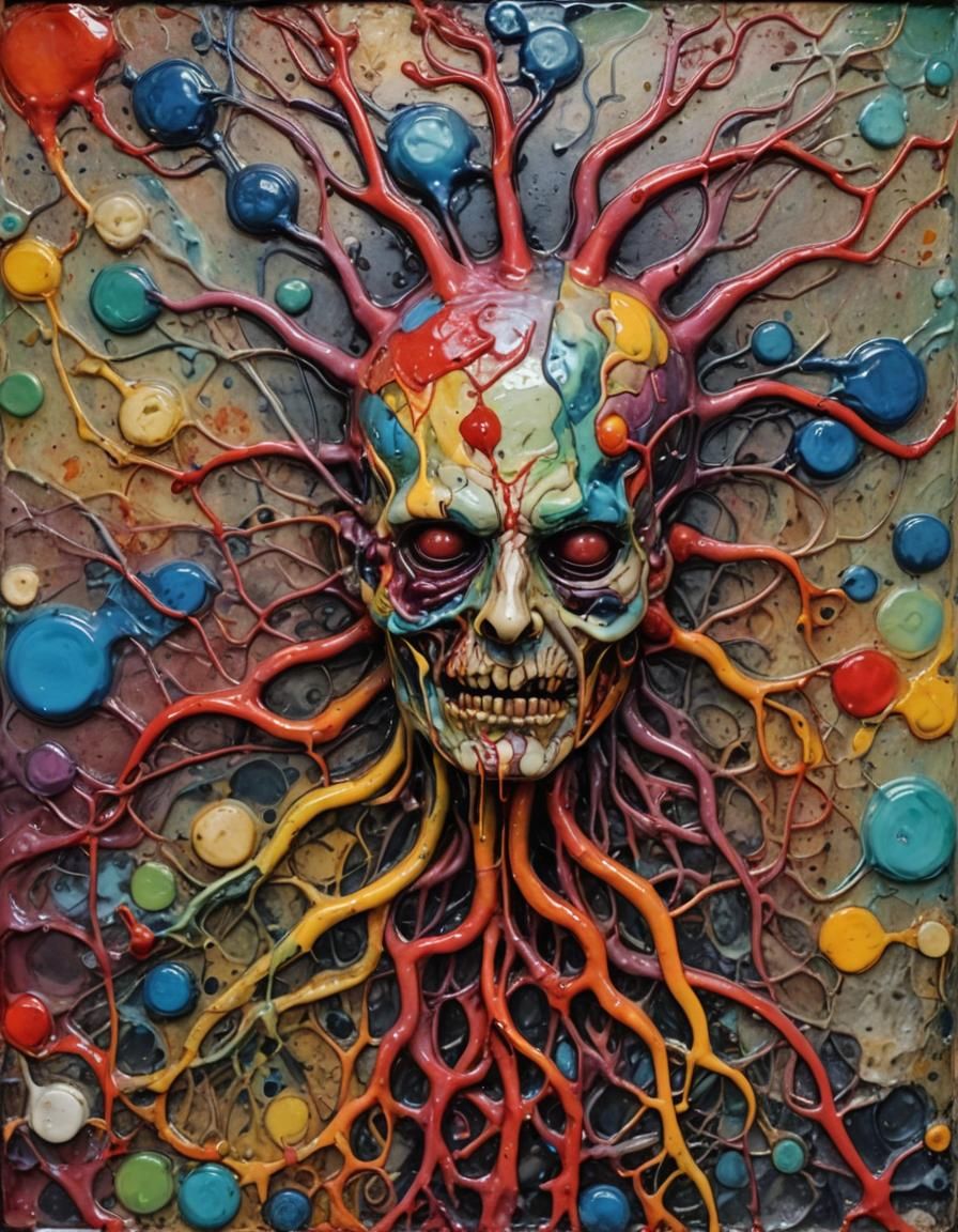 Grotesque Figure Draining Away: Encaustic Art