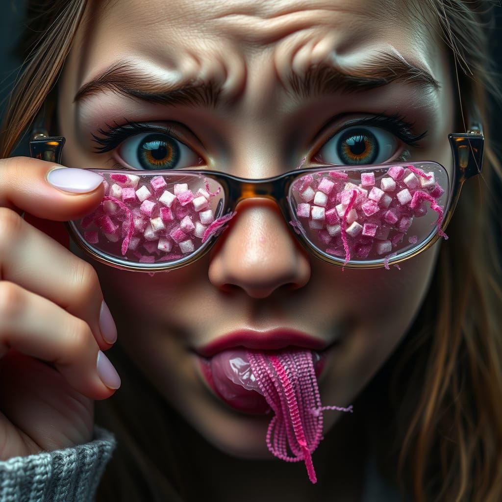 Young Lady's Gum-Splattered Moment of Frustration