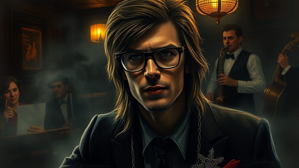 David Bowie in 1920s Speakeasy, Expressionist Art