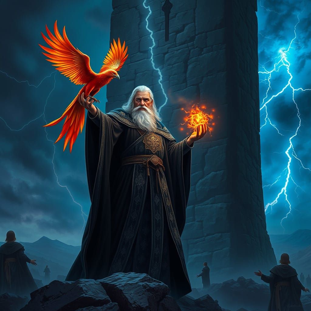 Dark Wizard Casts Spell in Cyberpunk Inspired Dark Tower