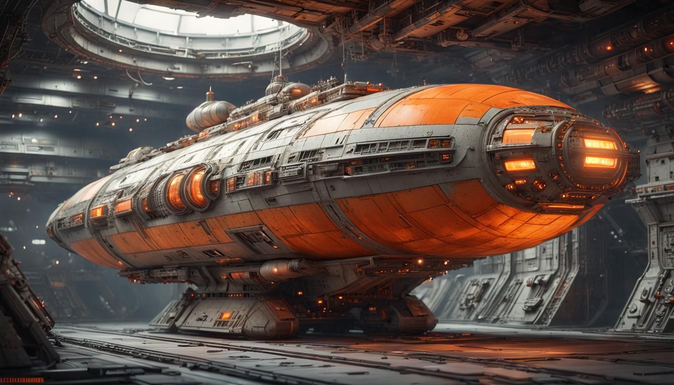 Retro-Futuristic Spherical Starship in Seventies Style