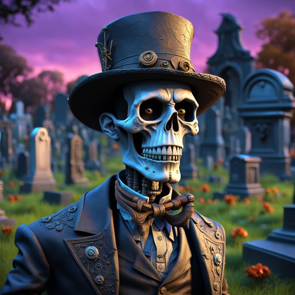 Baron Samedi in Cemetery: 3D Digital Art