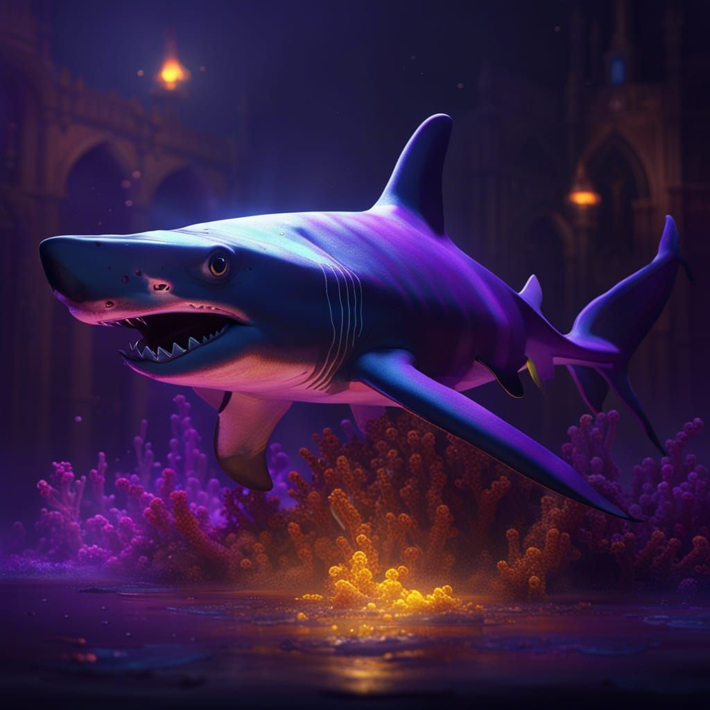 Hammerhead Shark in Dark Fantasy Style
