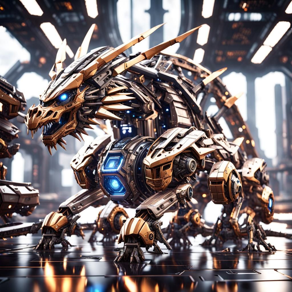 Futuristic Star Dragon with Intricate Mech Details