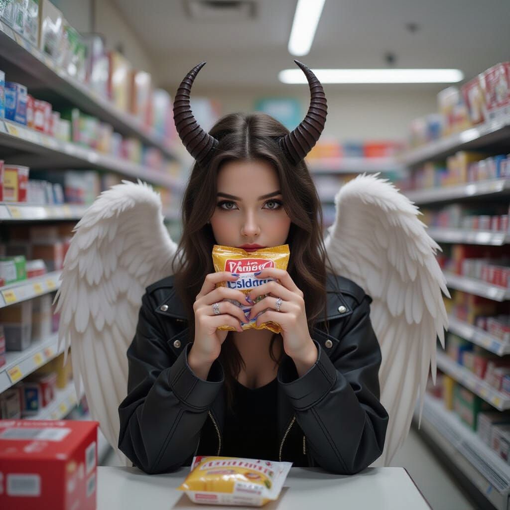 Half-Angel Half-Demon Struggles in Convenience Store