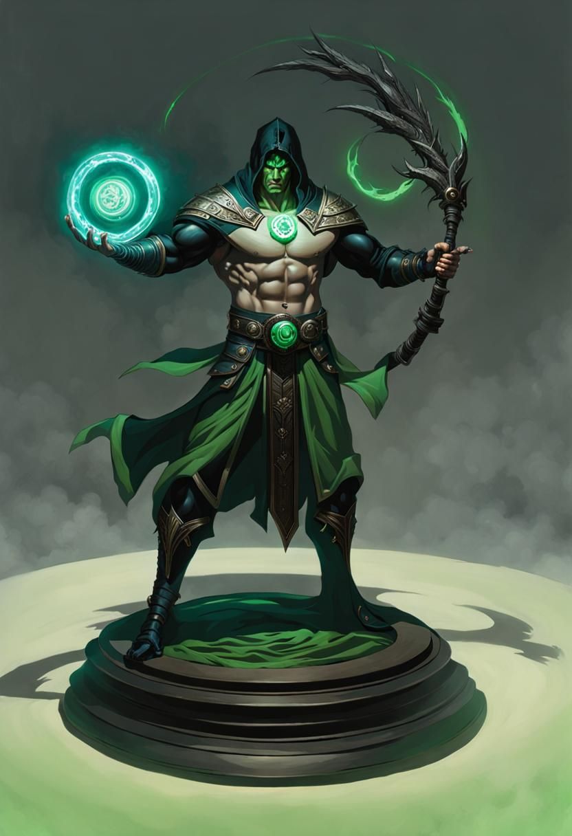 Powerful Warlock in Summoning Circle, Hyperrealism Style