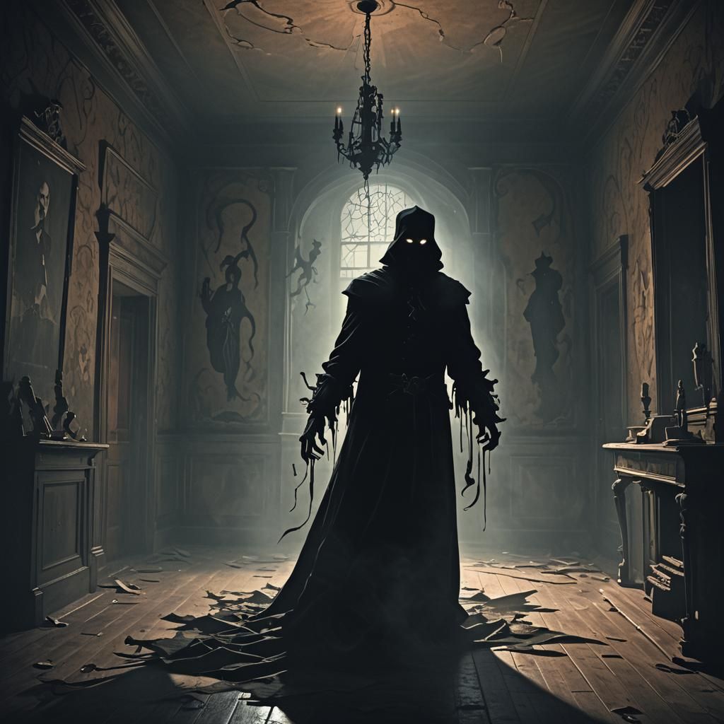 Shadow Heartless in Haunted Mansion: Dark Fantasy Illustrati...