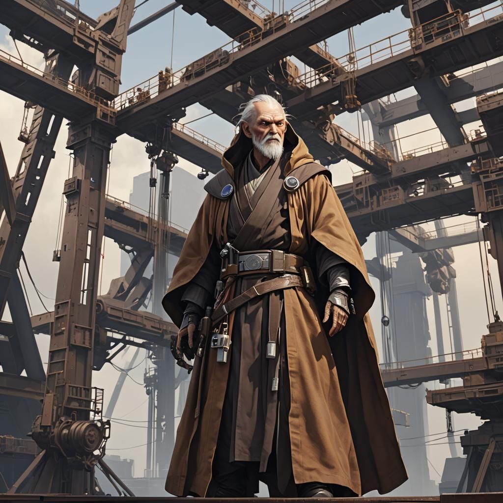 Alien Jedi Master in Crane, 3D Anime Art