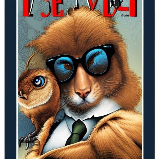 Stylish Animal in Eyewear: Comic Book Art