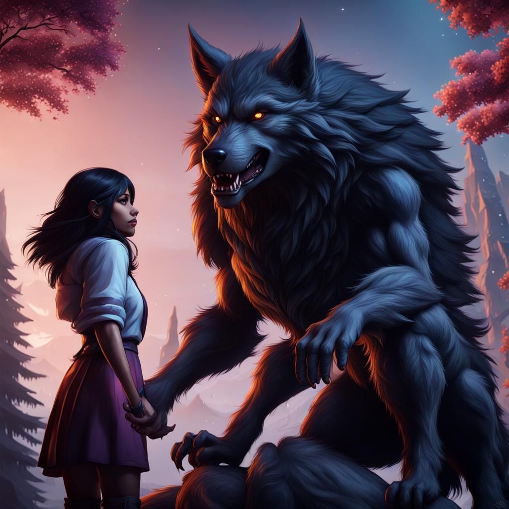 Werewolf Aphmau and Aaron: Detailed Fantasy Art