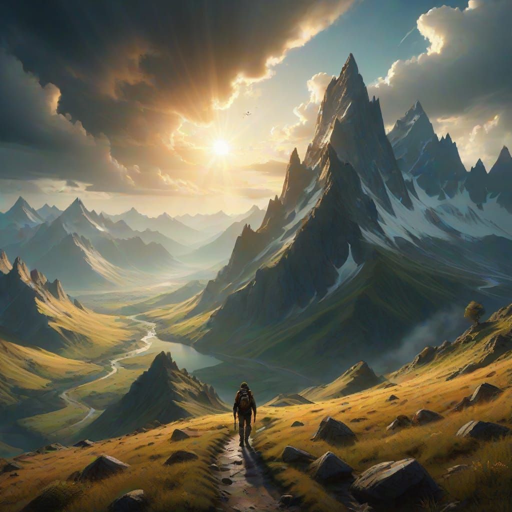 Epic Mountain Landscape Digital Matte Painting
