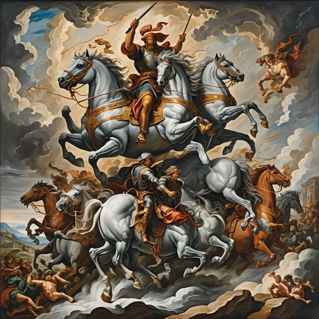 The Four Horsemen of the Apocalypse in Dramatic Scene