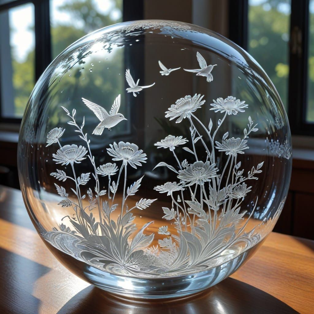 Exquisite Image Etched on Glass Art