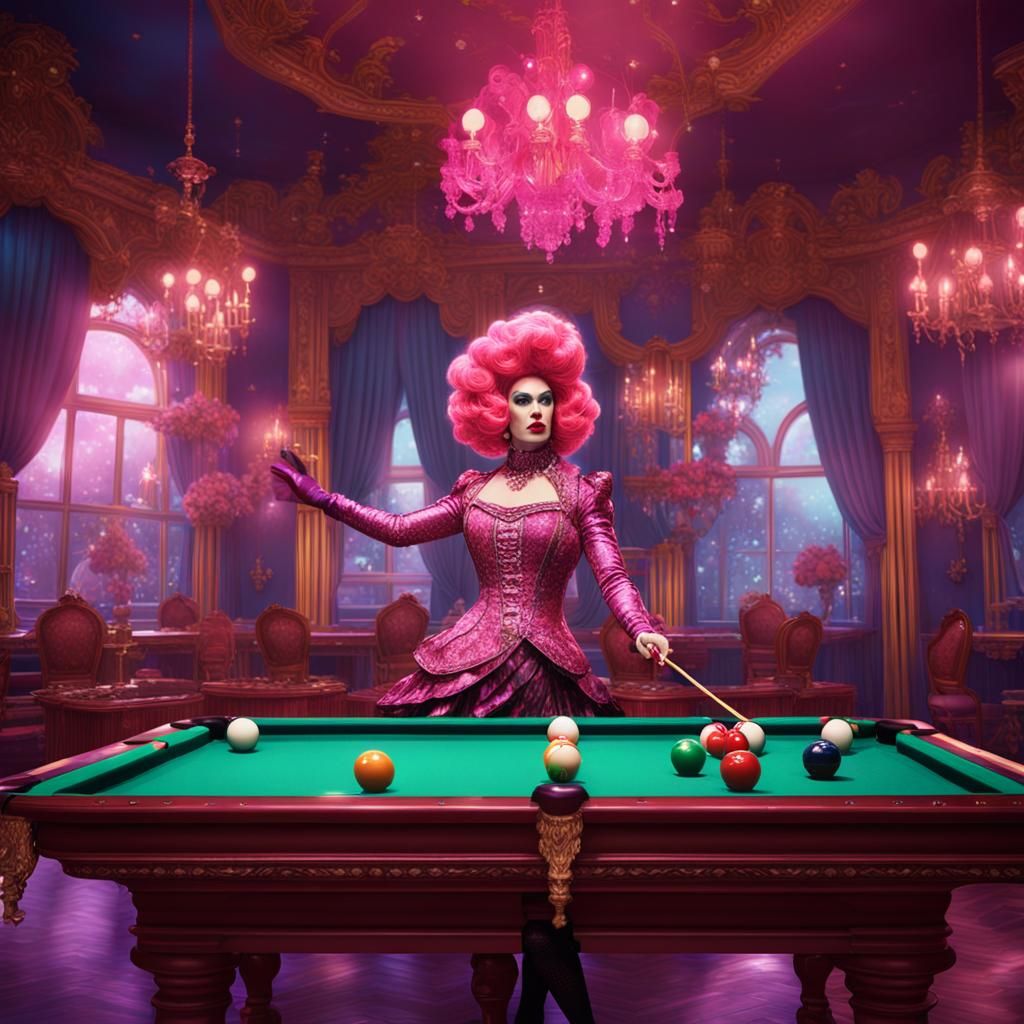 Extravagant Drag Queen Plays Snooker: Fantasy Concept Art