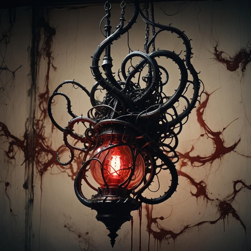 Creepy Lamp in Dark Surrealism Style