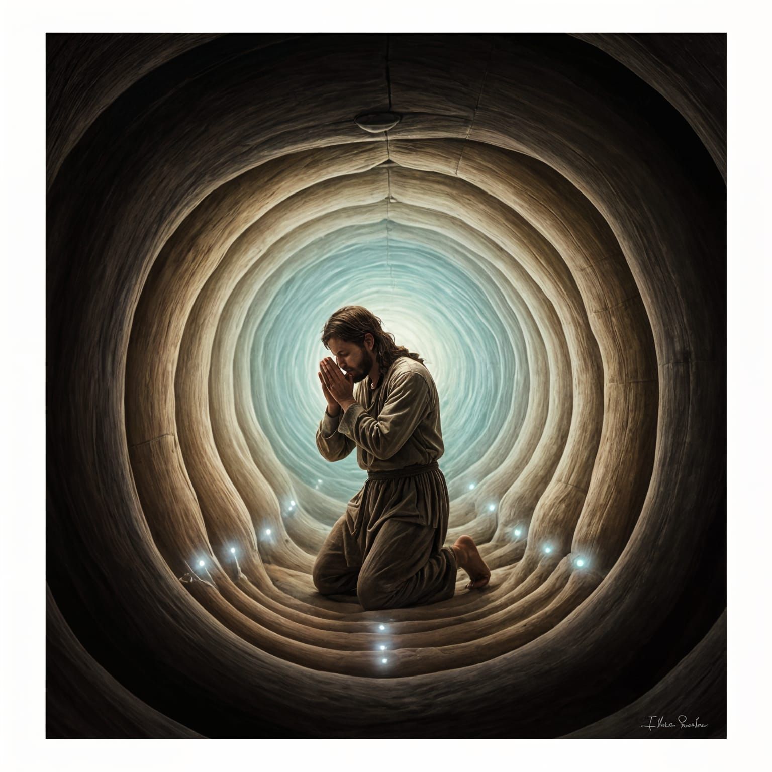 Jonah Praying in Whale's Mouth: Biblical Scene