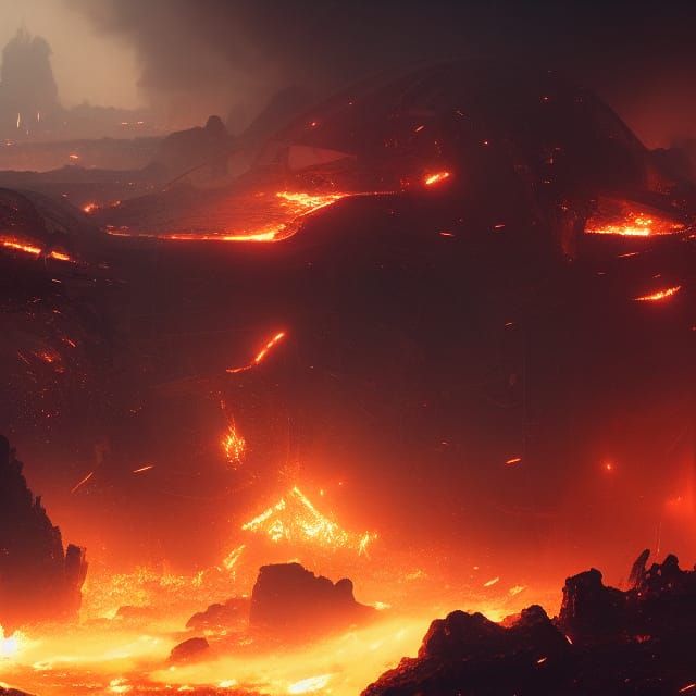 Figures Ablaze in Dystopian Fire: A Surreal Vision