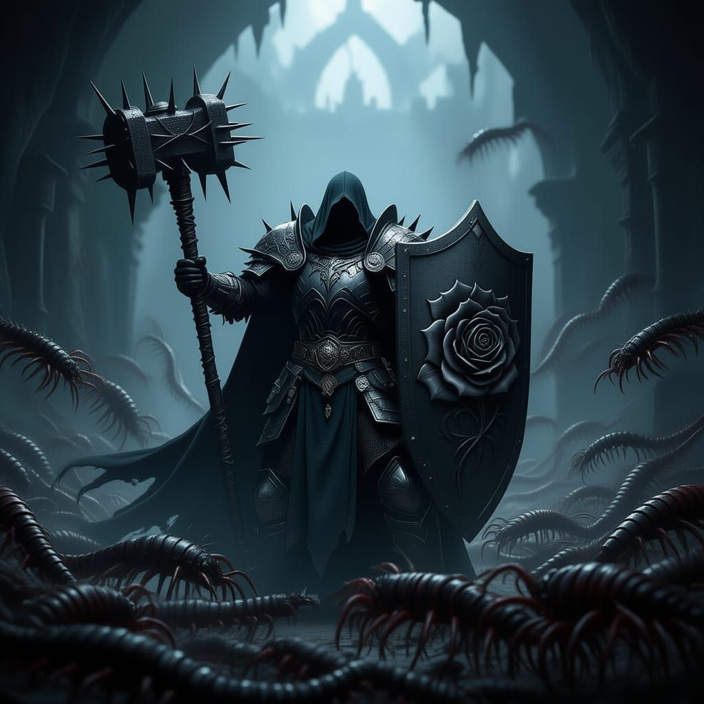 Ashen Knight Fights Giant Centipedes in Dark Cave