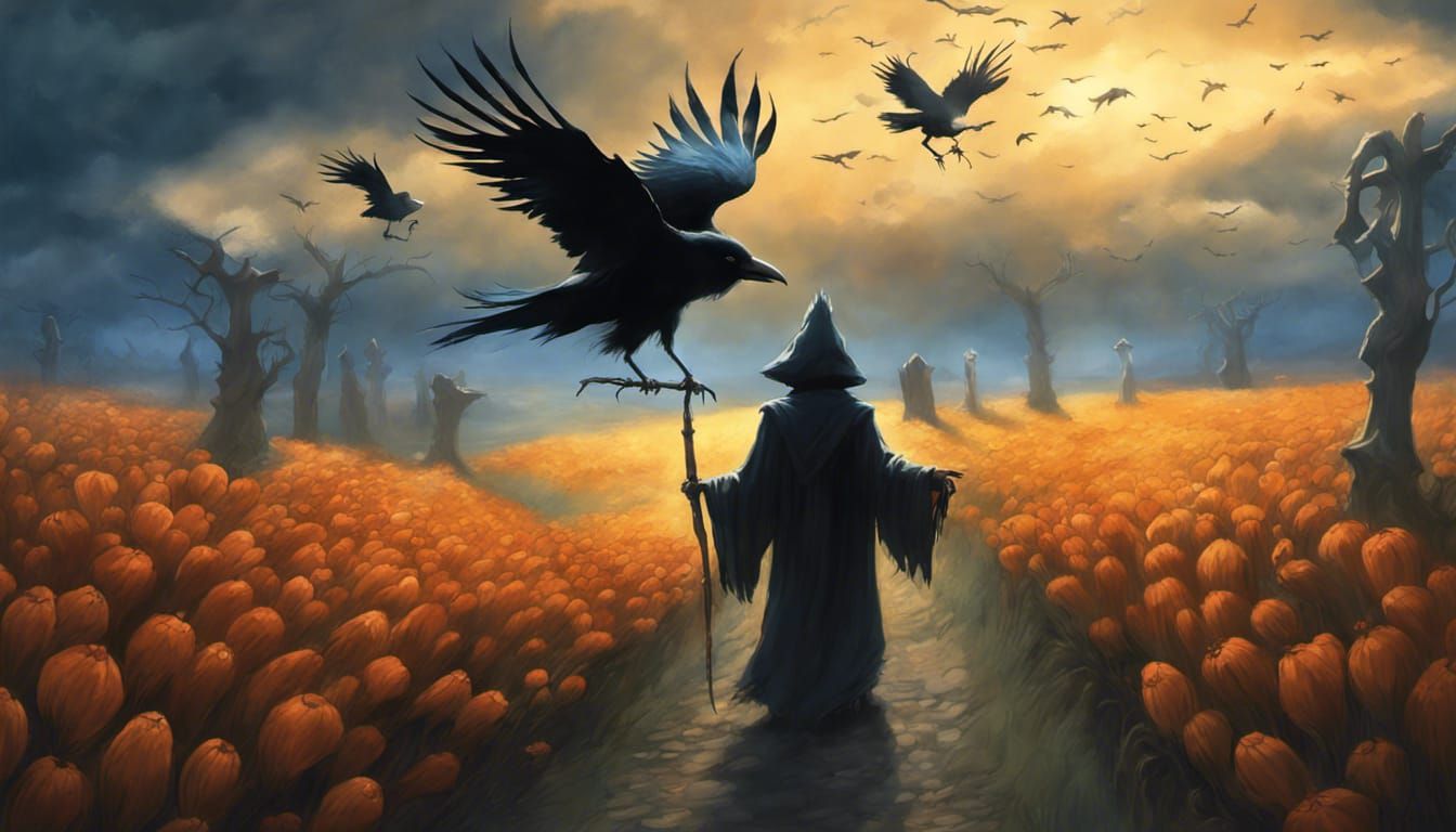 Crow Reaper Escorting Souls: Digital Matte Painting