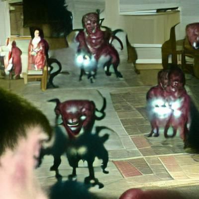 Menacing Demons Stare Intensely
