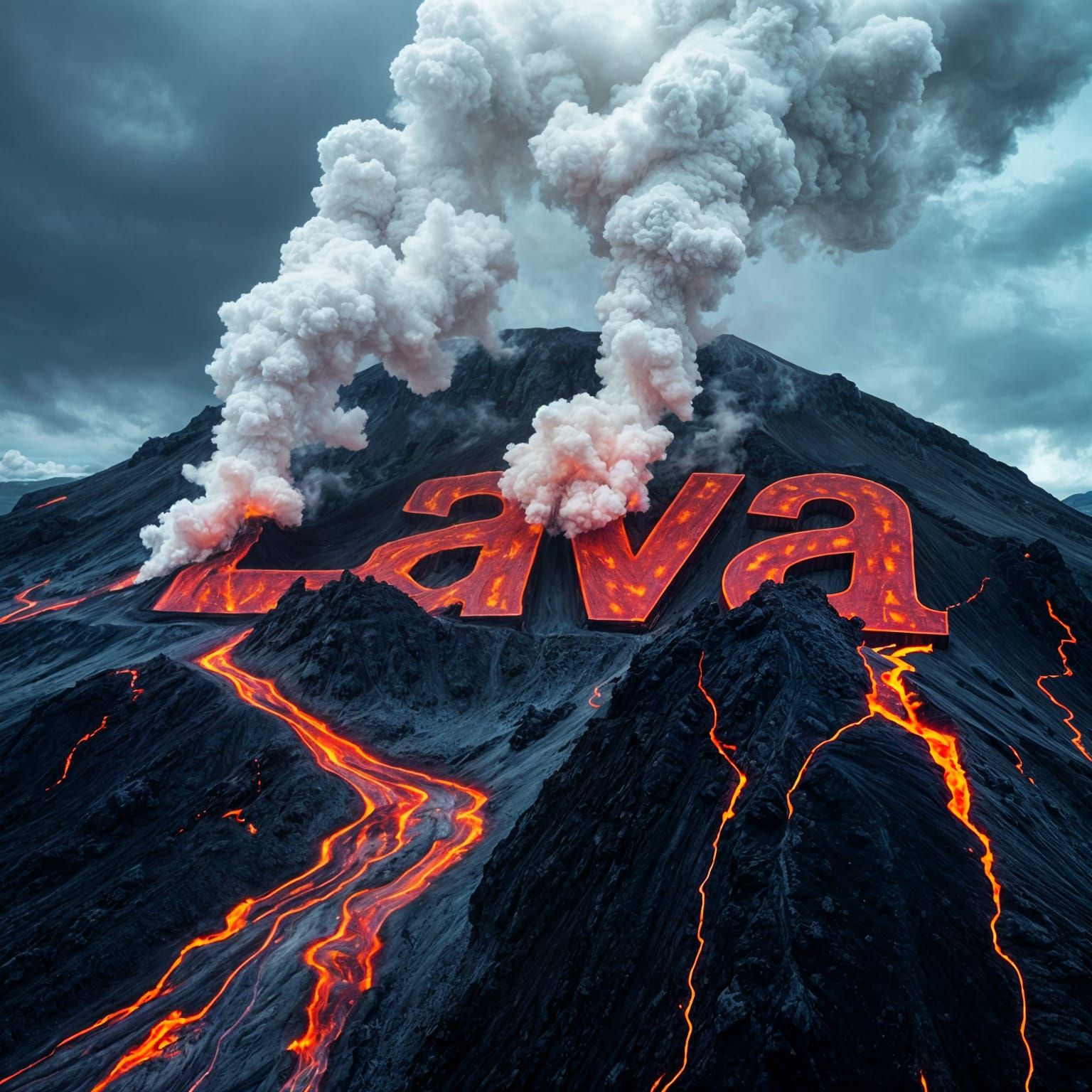 Iceland Volcano Eruption Creates Lava Text