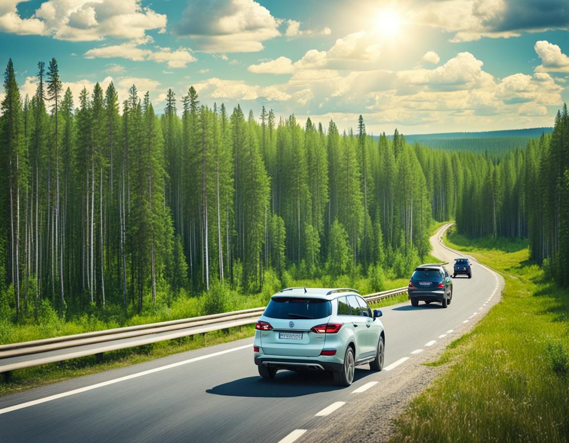 Siberian Taiga Highway Car Trip