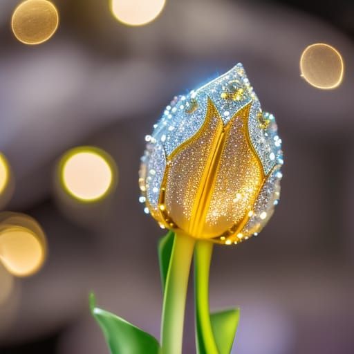 Intricate Crystal Tulip in Dynamic Lighting
