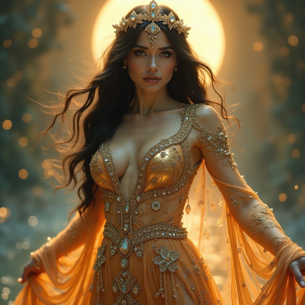 Powerful Feminine Figure in Art Nouveau Style