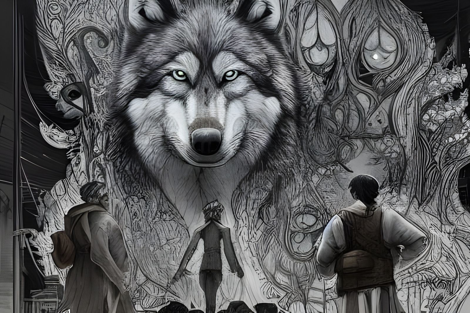 Dramatic Wolf Cries in Detailed Digital Painting