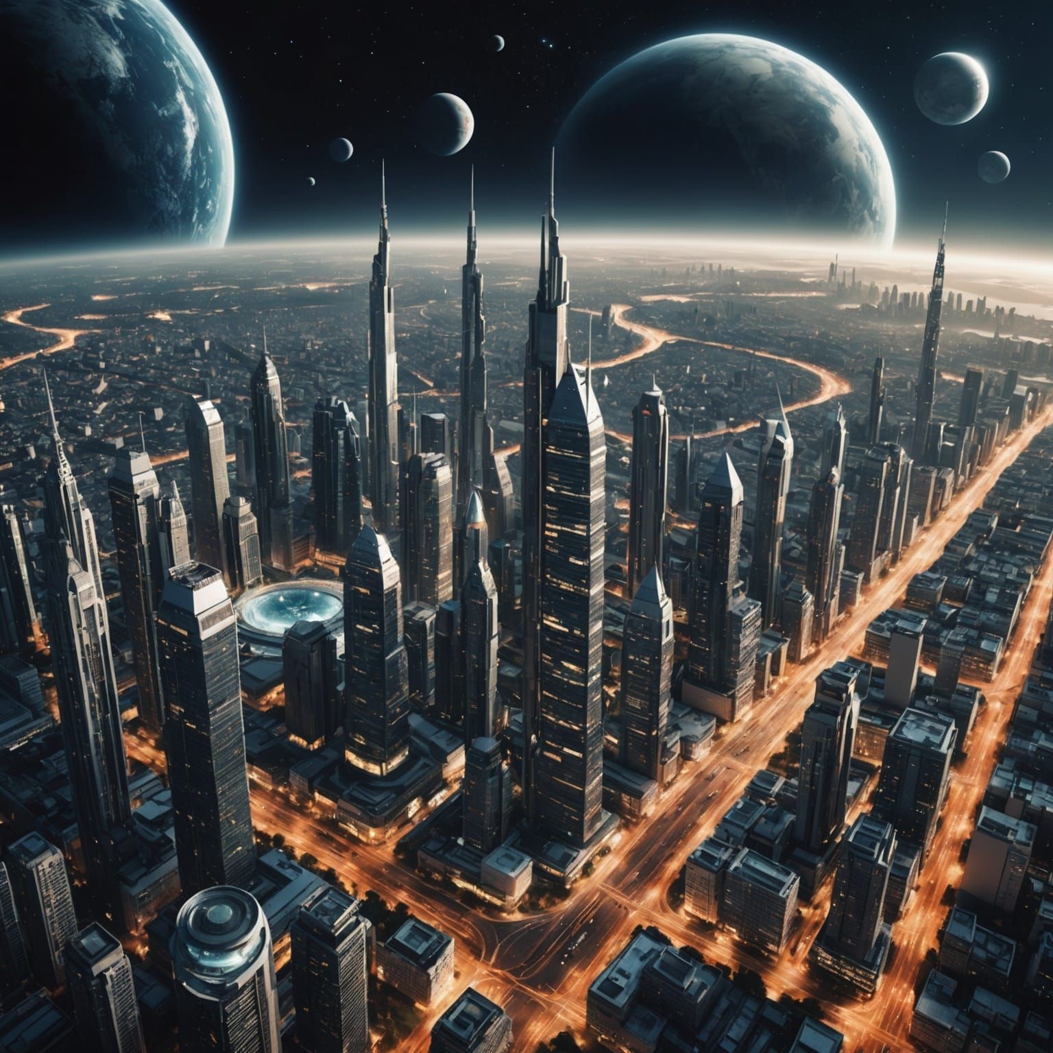 Futuristic AI-Generated Spacial Cityscape
