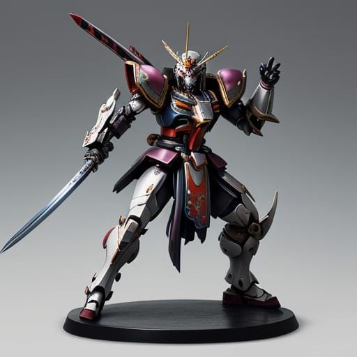 Ethereal Gundam Samurai in Cherry Blossom Armor Plating