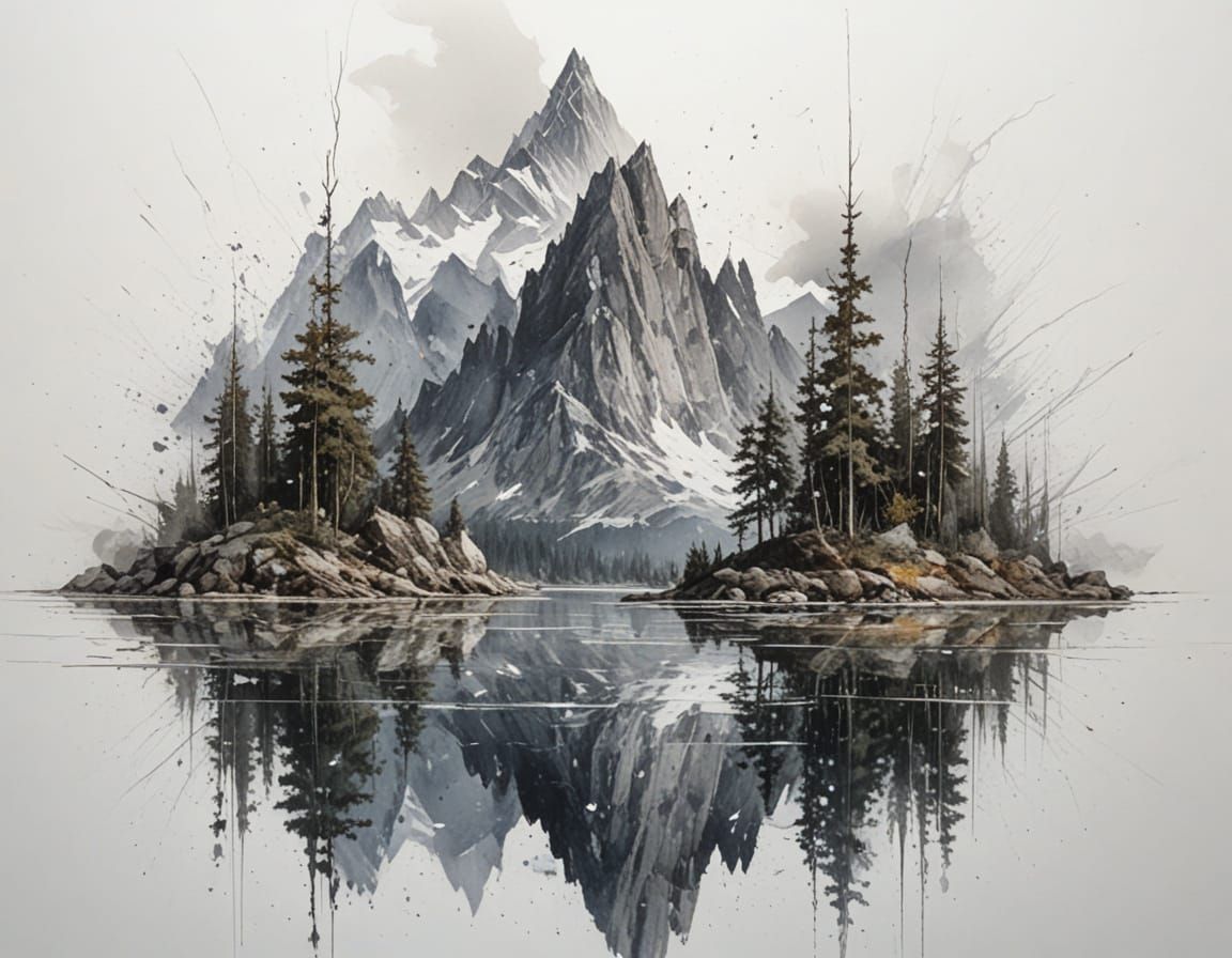 Dramatic Mountain Lake Under Lightning Storm