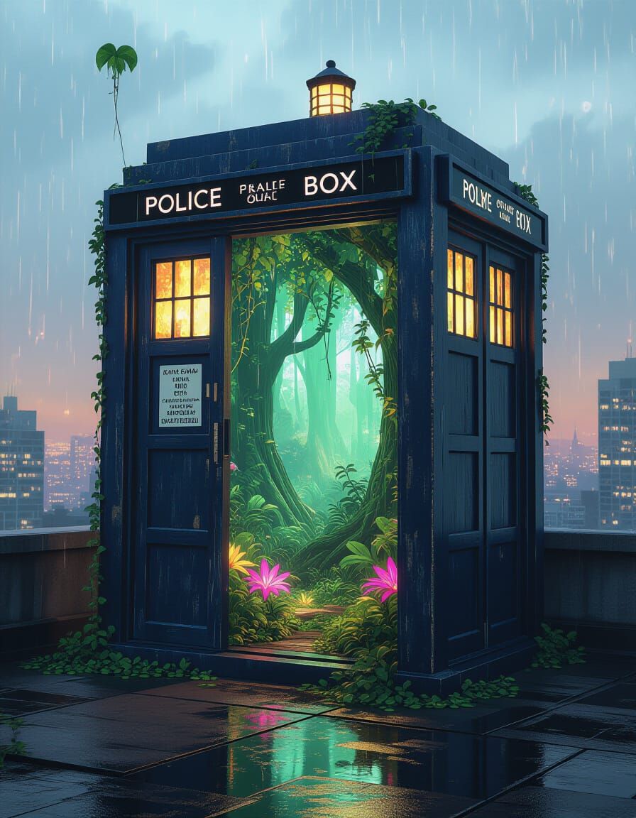 TARDIS Reveals Rainforest in Surreal Cinematic Style