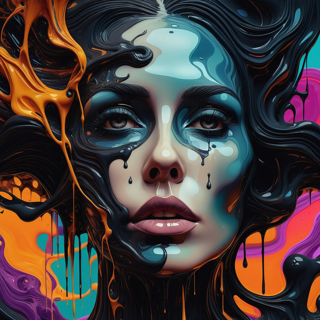 Vibrant Dada Dreamscapes with Melting Features and Swirling...