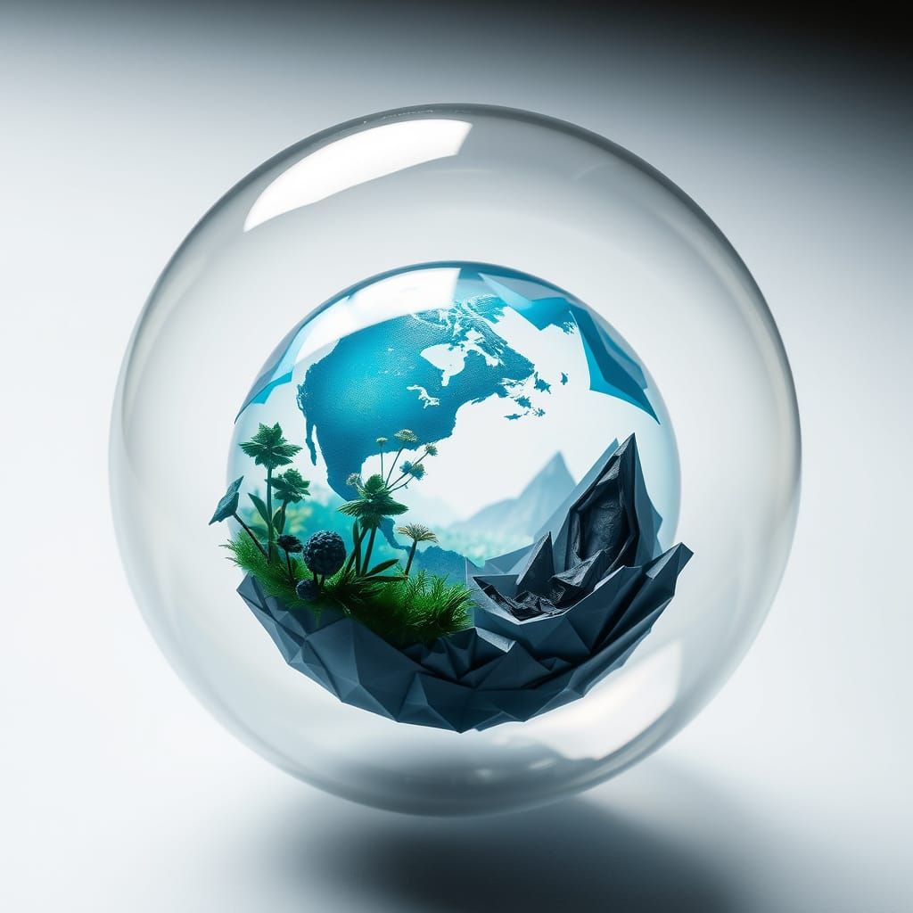 Planets in Bubbles: Origami Papercraft Worlds