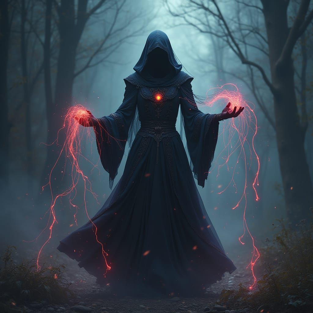 Mystical Shadow Weaver in Ethereal Concept Art