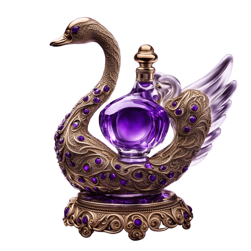 Swan Perfume Bottle with Opal Jewels in HDR