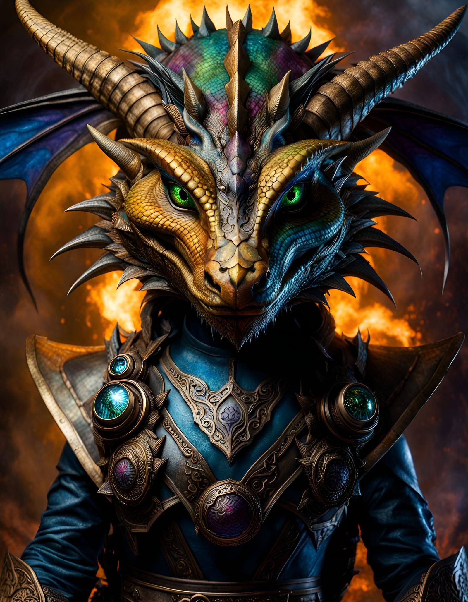 Iridescent Dragonborn Humanoid in High Octane Photo
