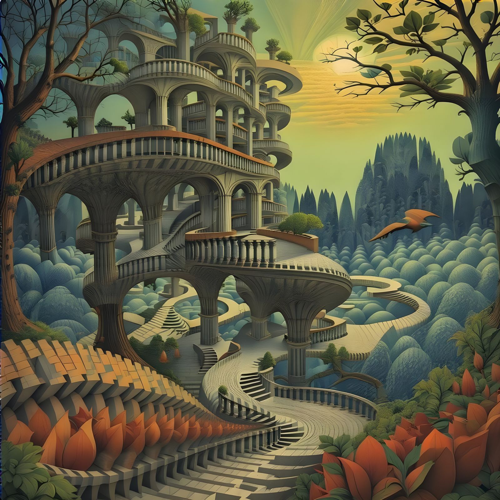 Impossible Arches in M.C. Escher Style