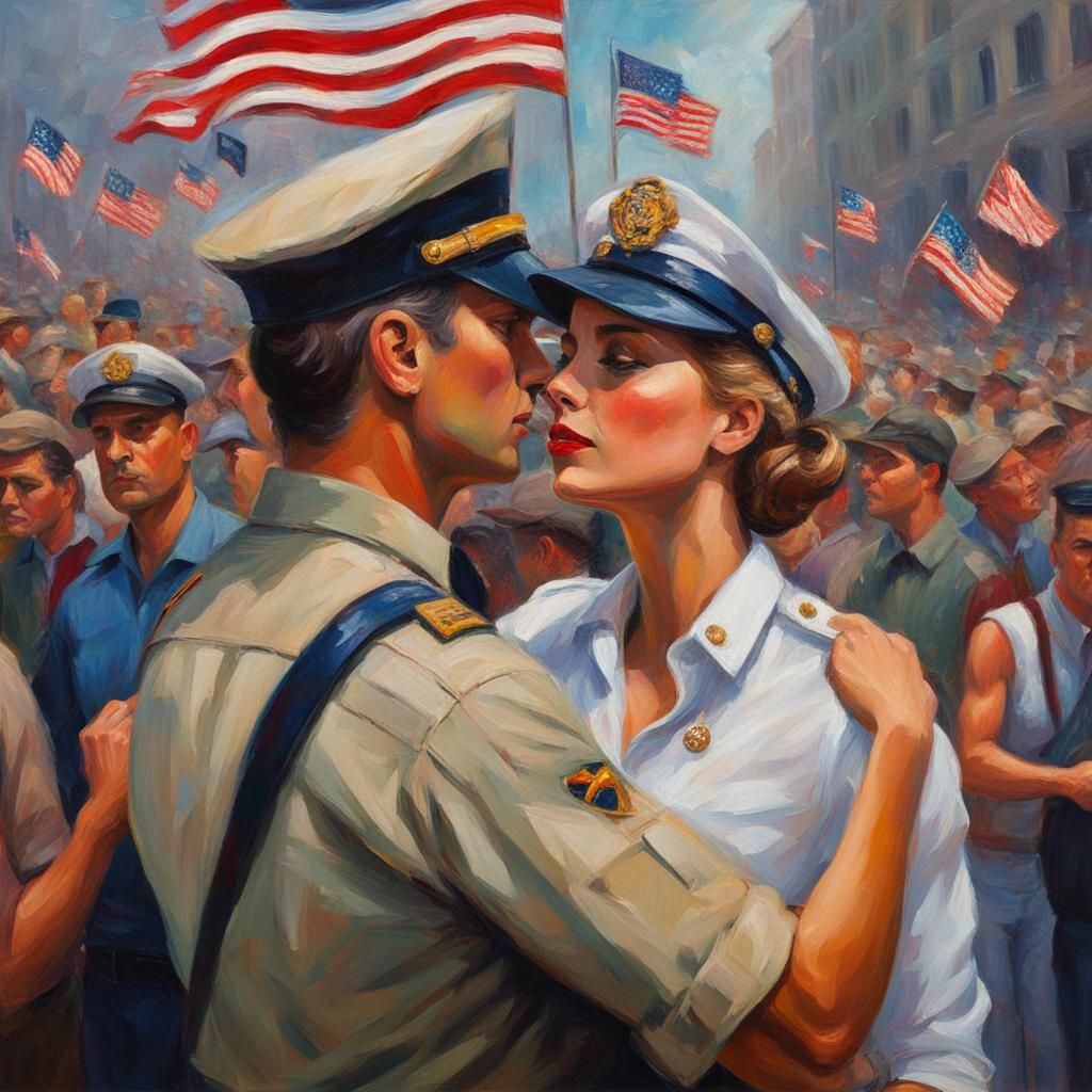 Romantic Kiss in Neo-Impressionism Expressionist Style