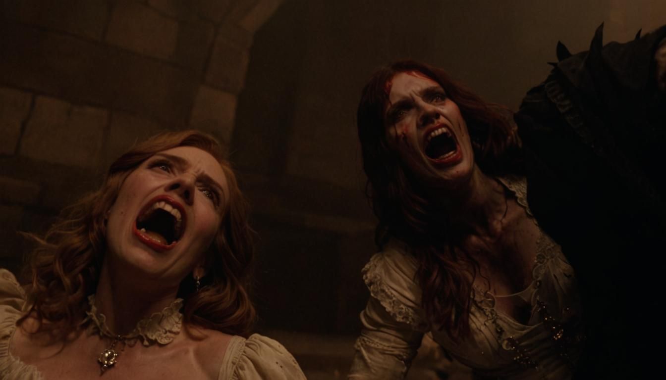 Vampires Snarling: Two Women in a Dramatic Portrait