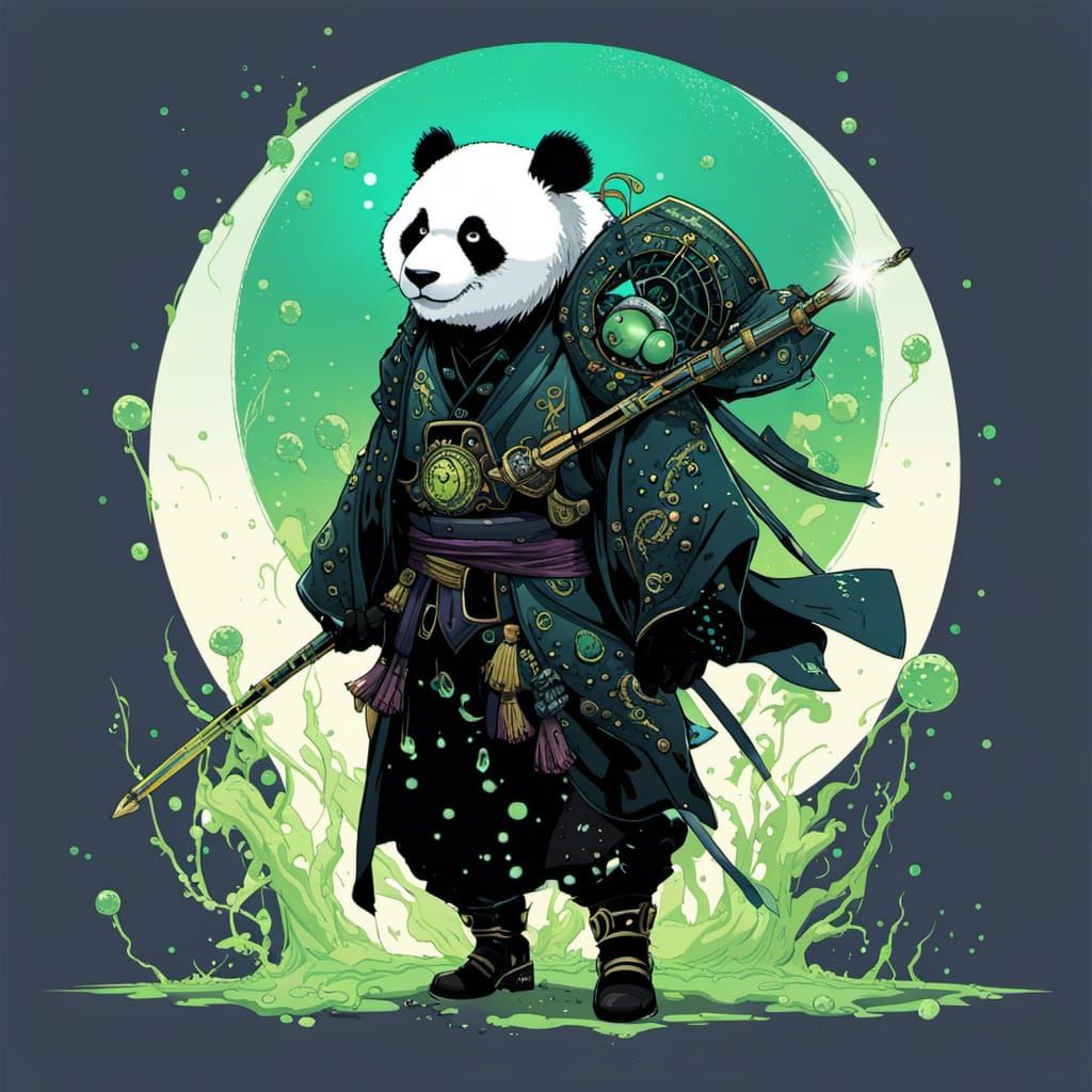Anthropomorphic Panda Samurai in Anime Style