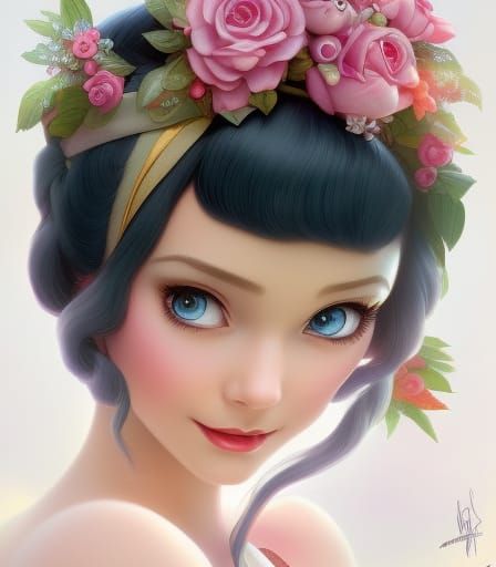 Disney Snow White Portrait in 3D Render Style