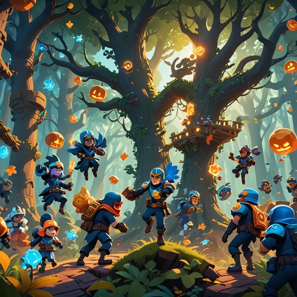 Brawl Stars Characters Battle in Mystical Forest