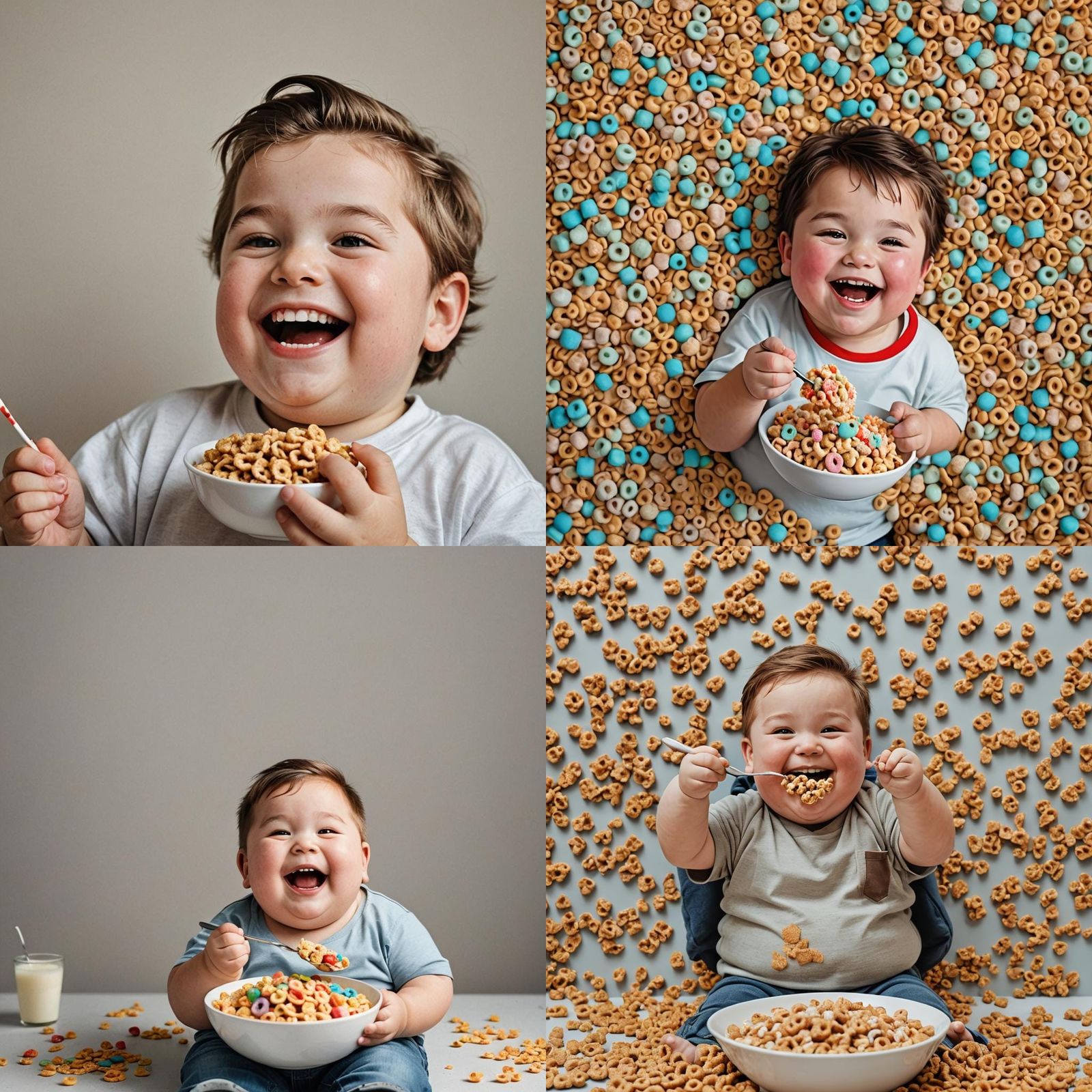 Happy Kid Enjoys Sugary Cereal